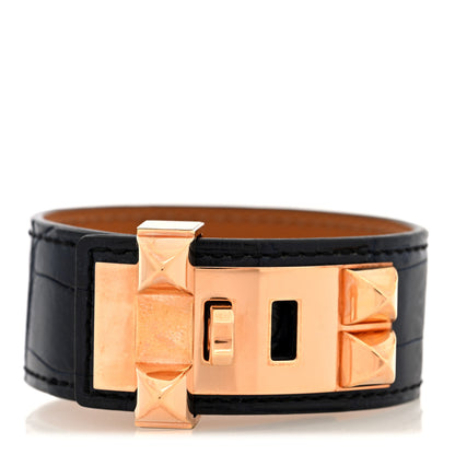 Hermes Shiny Alligator Collier de Chien CDC 24 Bracelet T2 Fonce Tomekon 1 of 5