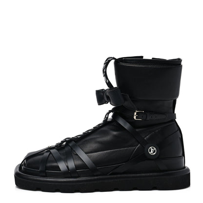 Louis Vuitton X FORNASETTI Lambskin Calfskin Square Pillow Flat Ankle Boots 40 Black 1 of 6