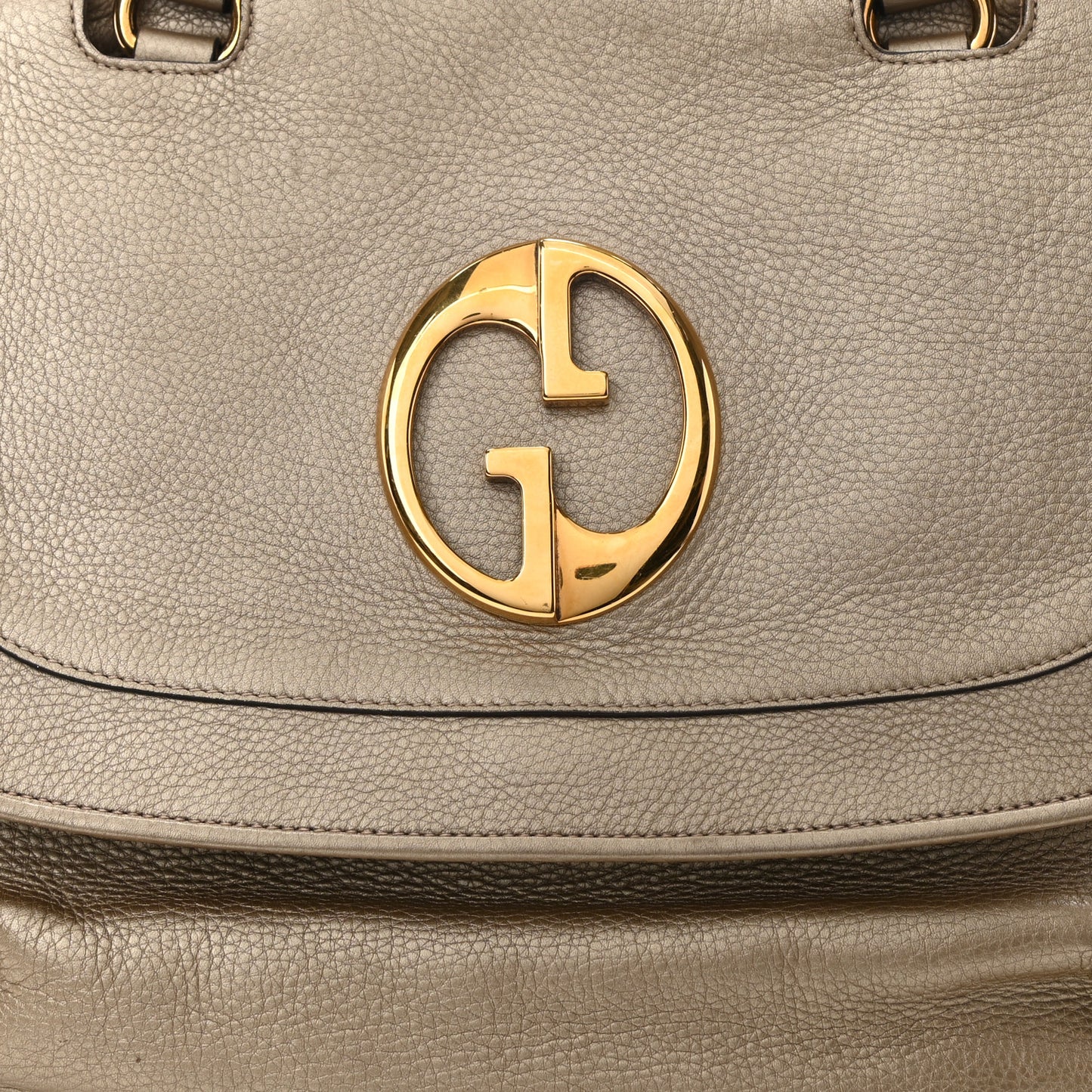 Metallic Pebbled Calfskin Medium 1973 Top Handle Satchel Golden Beige