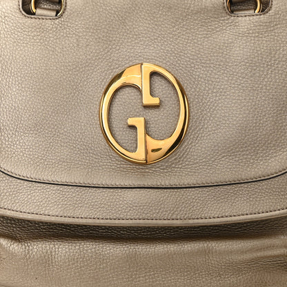 Gucci Metallic Pebbled Calfskin Medium 1973 Top Handle Satchel Golden Beige 10 of 18