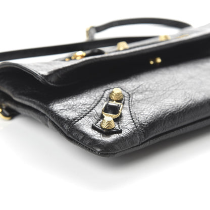 Balenciaga Agneau Giant 12 Gold Hardware Envelope Strap Clutch Black 6 of 10
