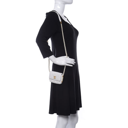 Chanel Calfskin Quilted About Pearls Card Holder Flap With Chain White 2 of 12