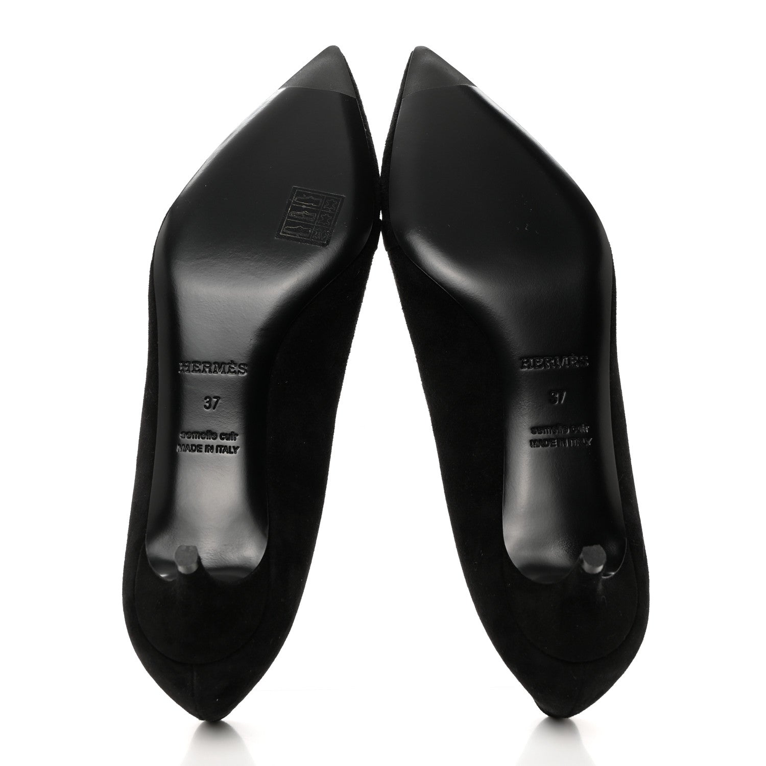 Hermes Suede Goatskin Blush 40 Pumps 37 Black 5 of 9