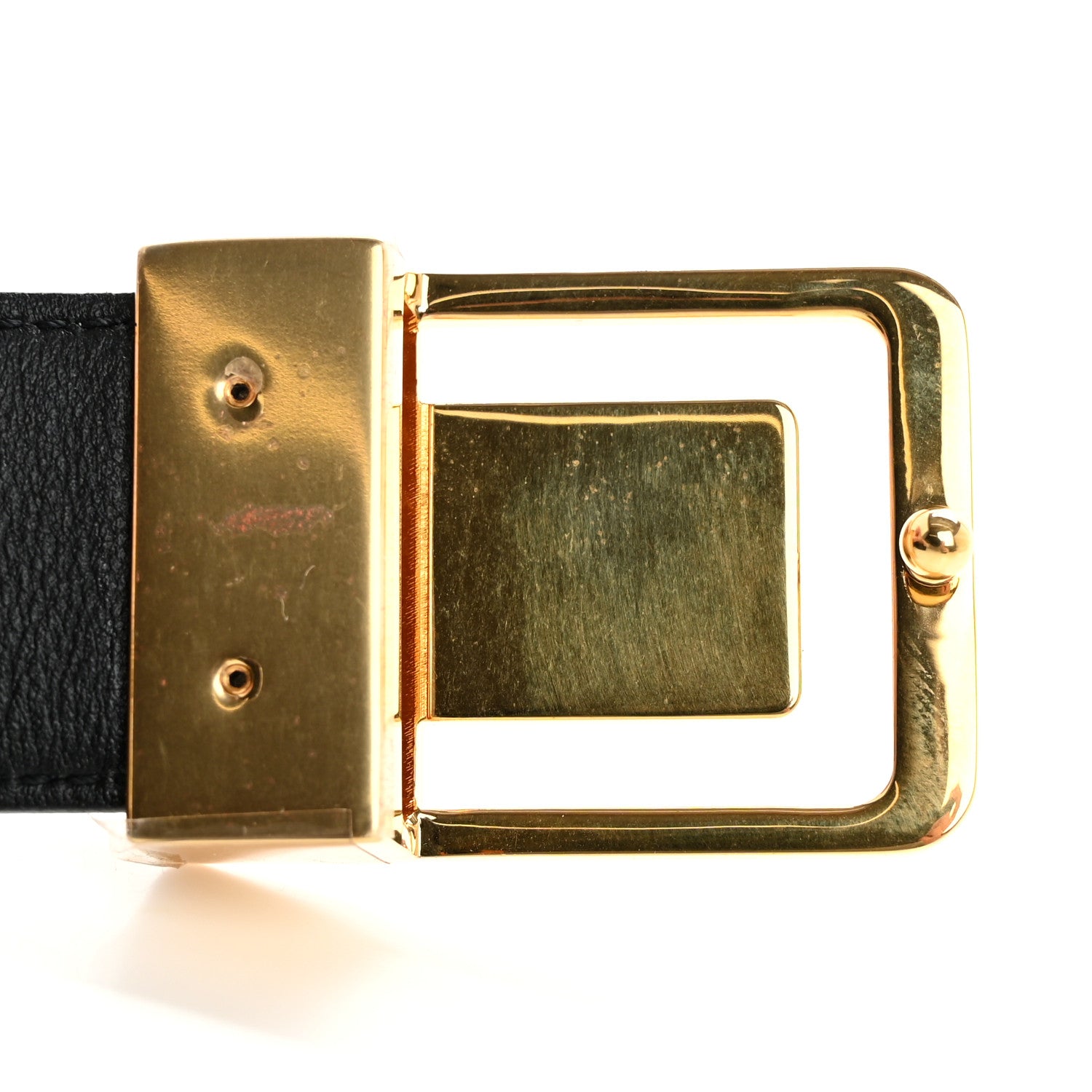 Saint Laurent Smooth Calfskin Monogram Square Buckle Belt 80 Black 8 of 8