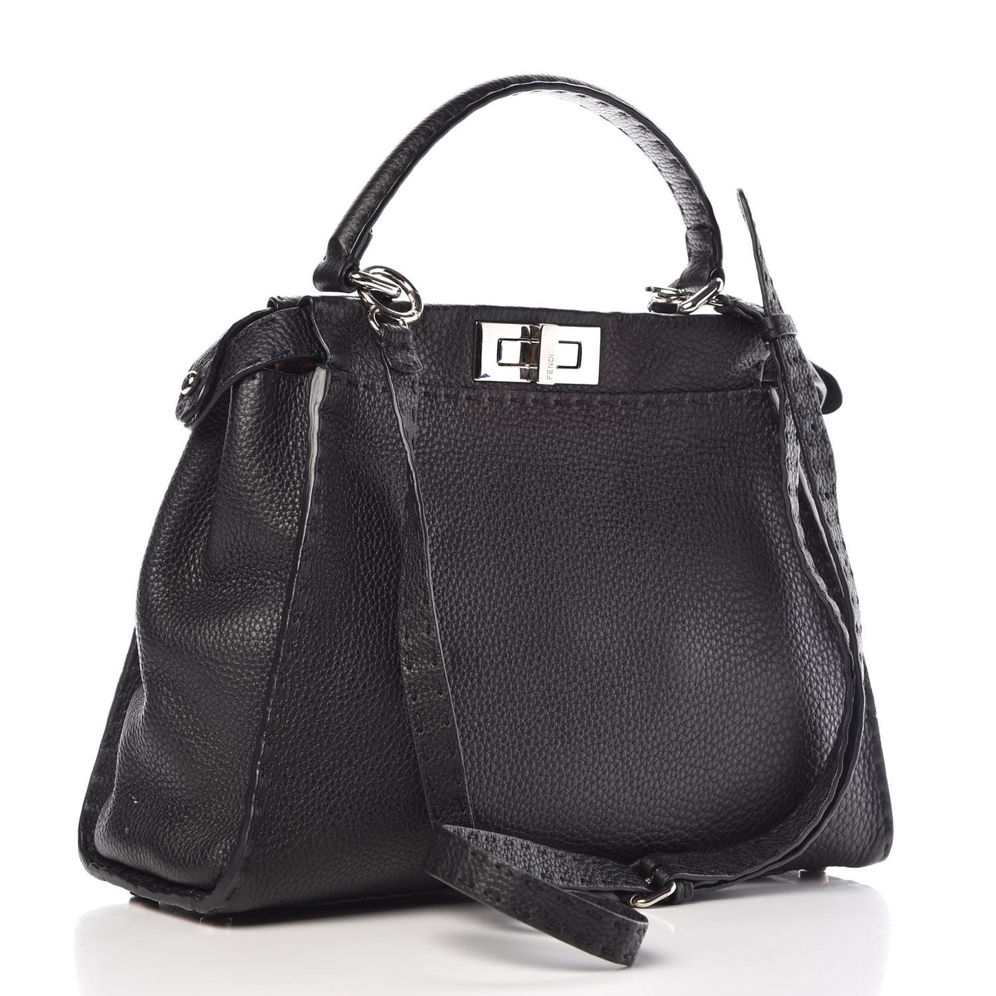 Cuoio Romano Selleria Bi-Color Medium Peekaboo Iconic Satchel Black Mou