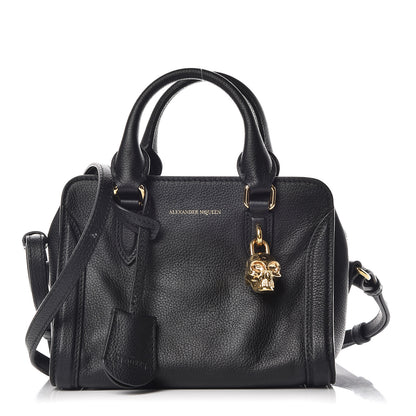 Alexander McQueen Pebbled Calfskin Mini Padlock Tote Black 1 of 9