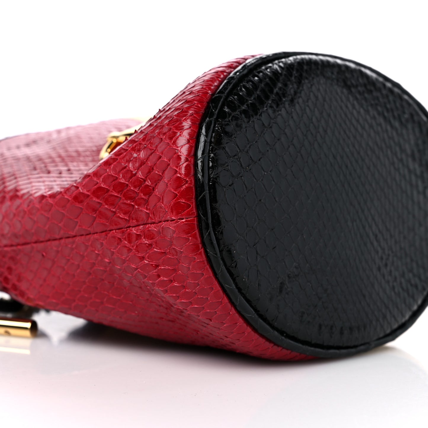 Snakeskin Mini Zumi Bucket Bag Hibiscus Red Butter Black