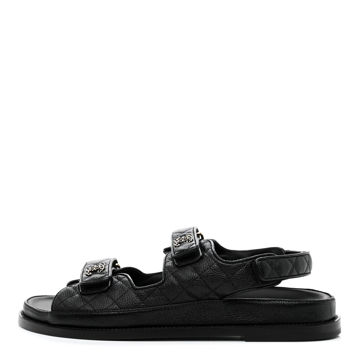 Grained Calfskin Velcro Dad Sandals 41.5 Black