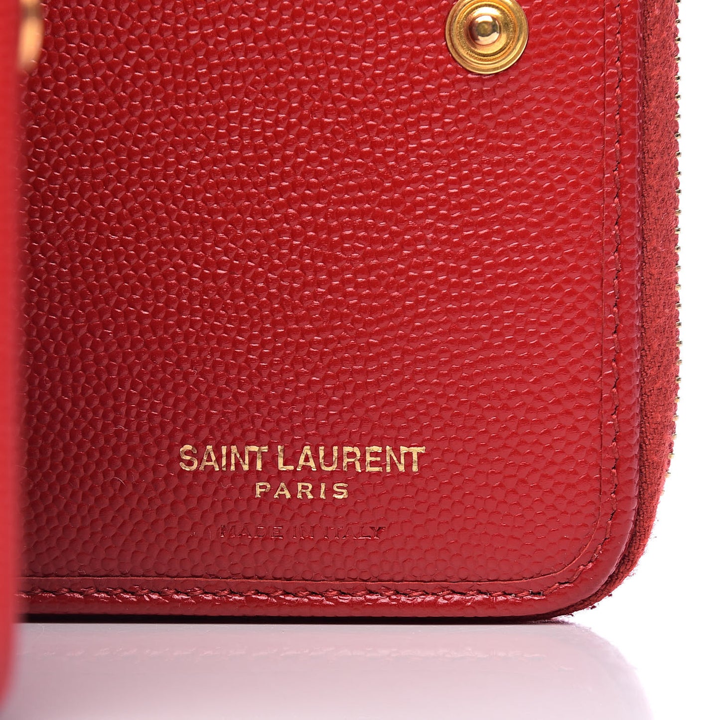 Grain De Poudre Matelasse Chevron Monogram Compact Zip Around Wallet Red