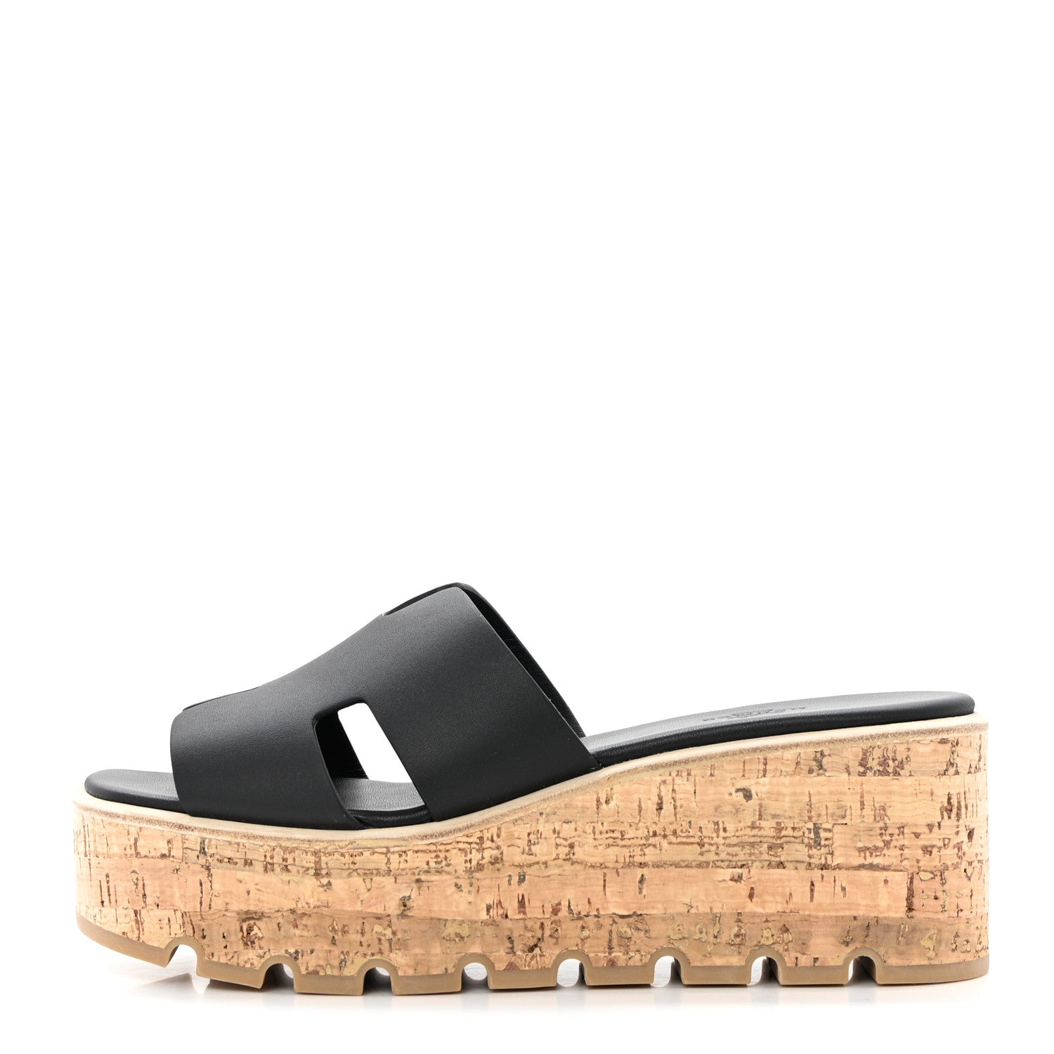 Hermes Calfskin Cork Eze 30 Sandals 39 Black 1 of 9