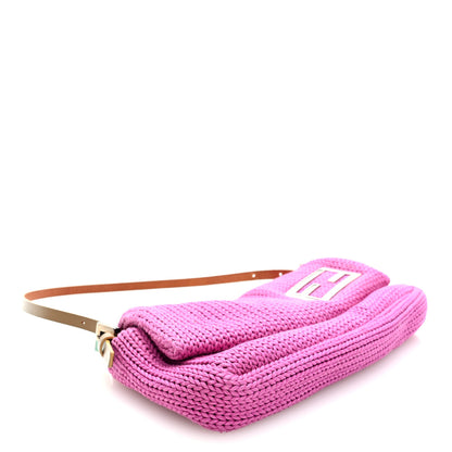 Fendi Wool Crochet Knit FF Pochette Pink 4 of 9