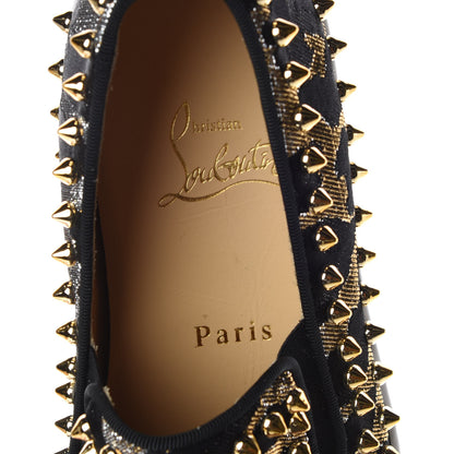 Christian Louboutin Metallic Lurex Studded Feline Womens Pik Boat Flats 37.5 Black Gold 9 of 10