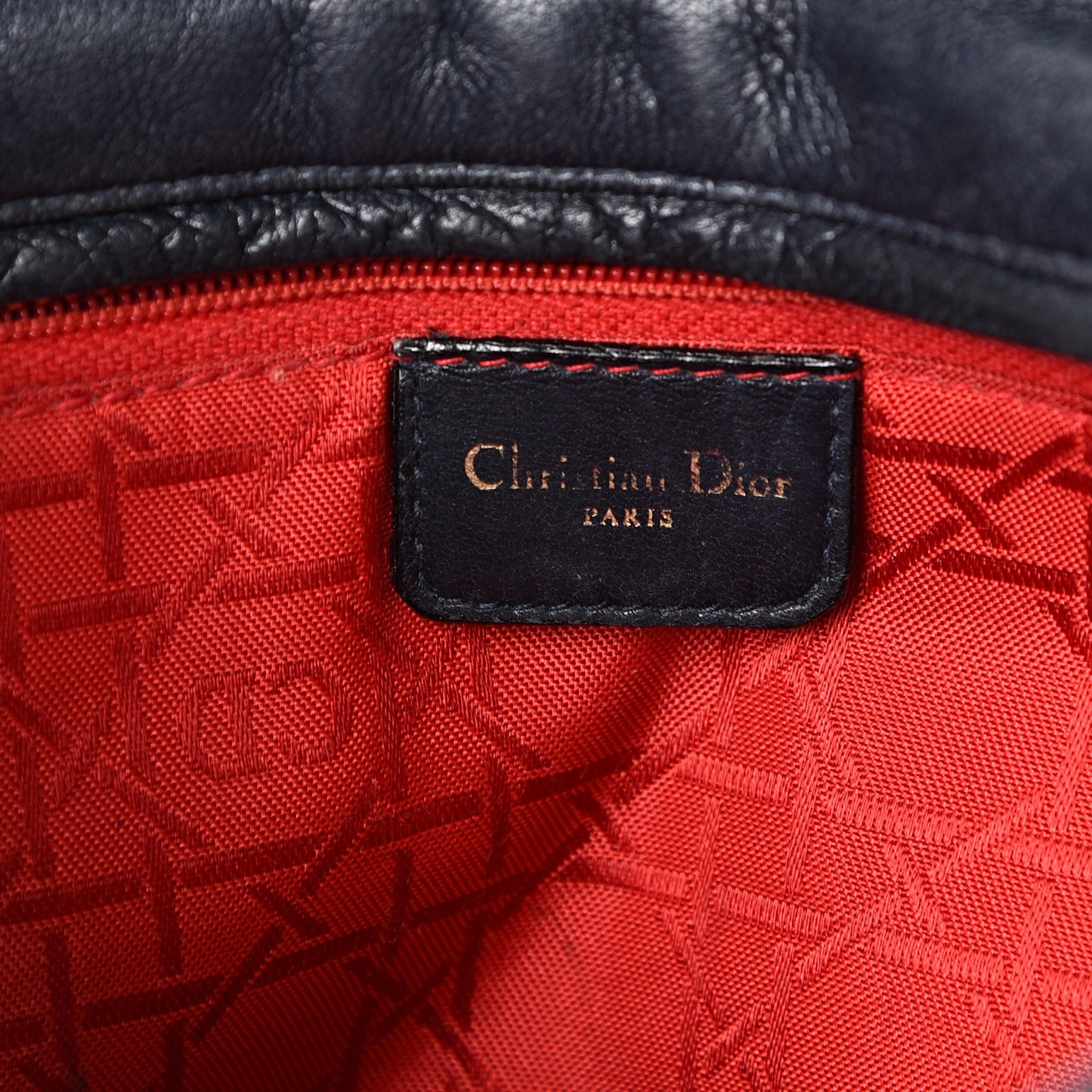 Lambskin Cannage Medium Lady Dior Navy Blue