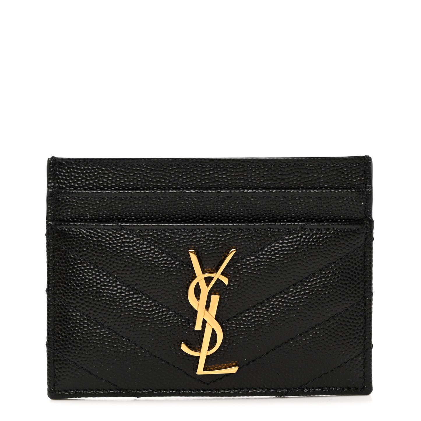 Grain De Poudre Matelasse Chevron Monogram Credit Card Case Black