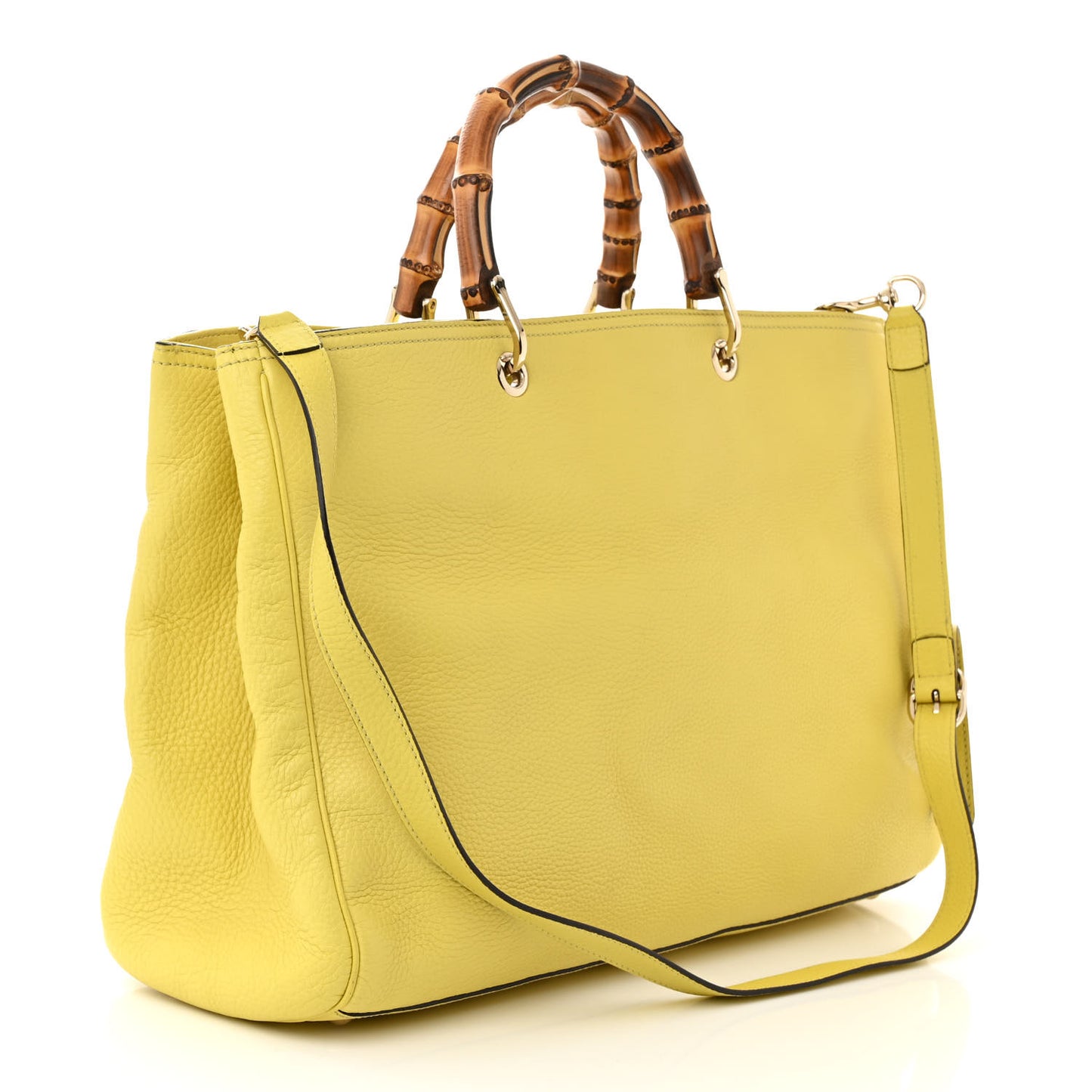 Calfskin Large Bamboo Shopper Tote Citrus