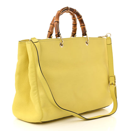 Gucci Calfskin Large Bamboo Shopper Tote Citrus 3 of 12
