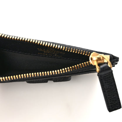 Valentino Garavani Grained Calfskin VLogo Coin Case Card Holder Black 5 of 7
