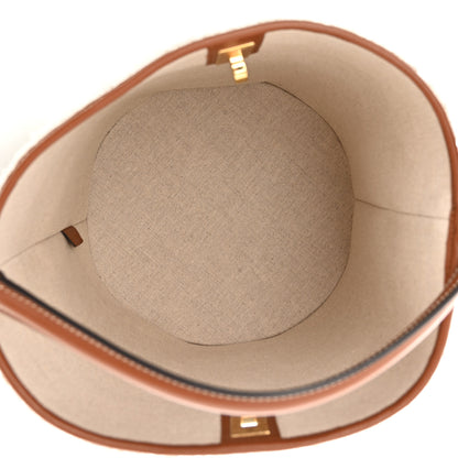 Celine Canvas Smooth Calfskin Logo Bucket 16 Bag Khaki Beige Tan 5 of 9