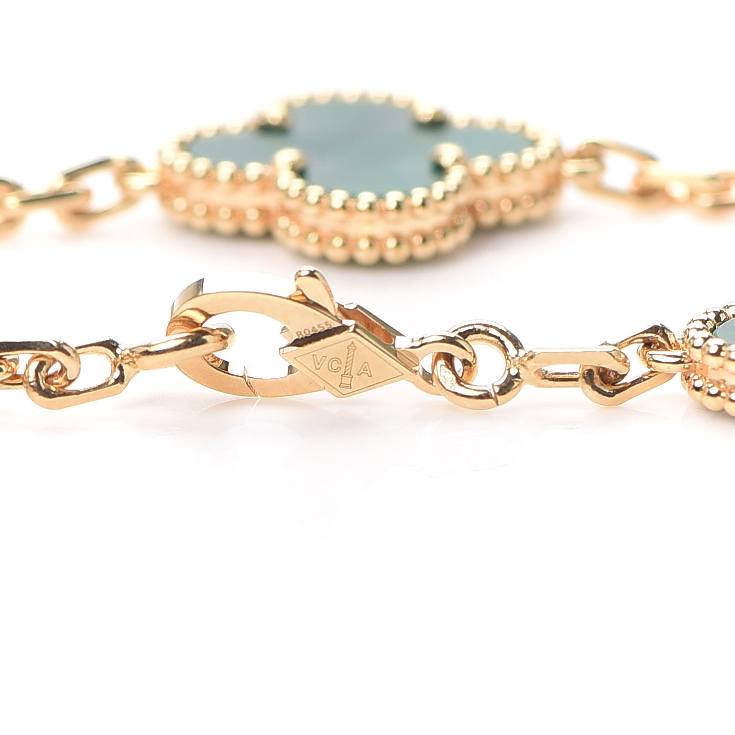 Van Cleef & Arpels 18K Yellow Gold Malachite 5 Motifs Vintage Alhambra Bracelet 4 of 7