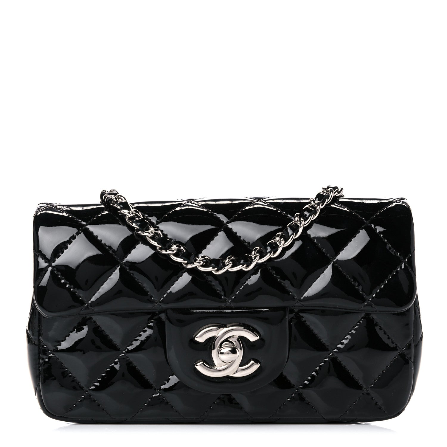 Chanel Patent Calfskin Quilted Extra Mini Rectangular Flap Black 1 of 13