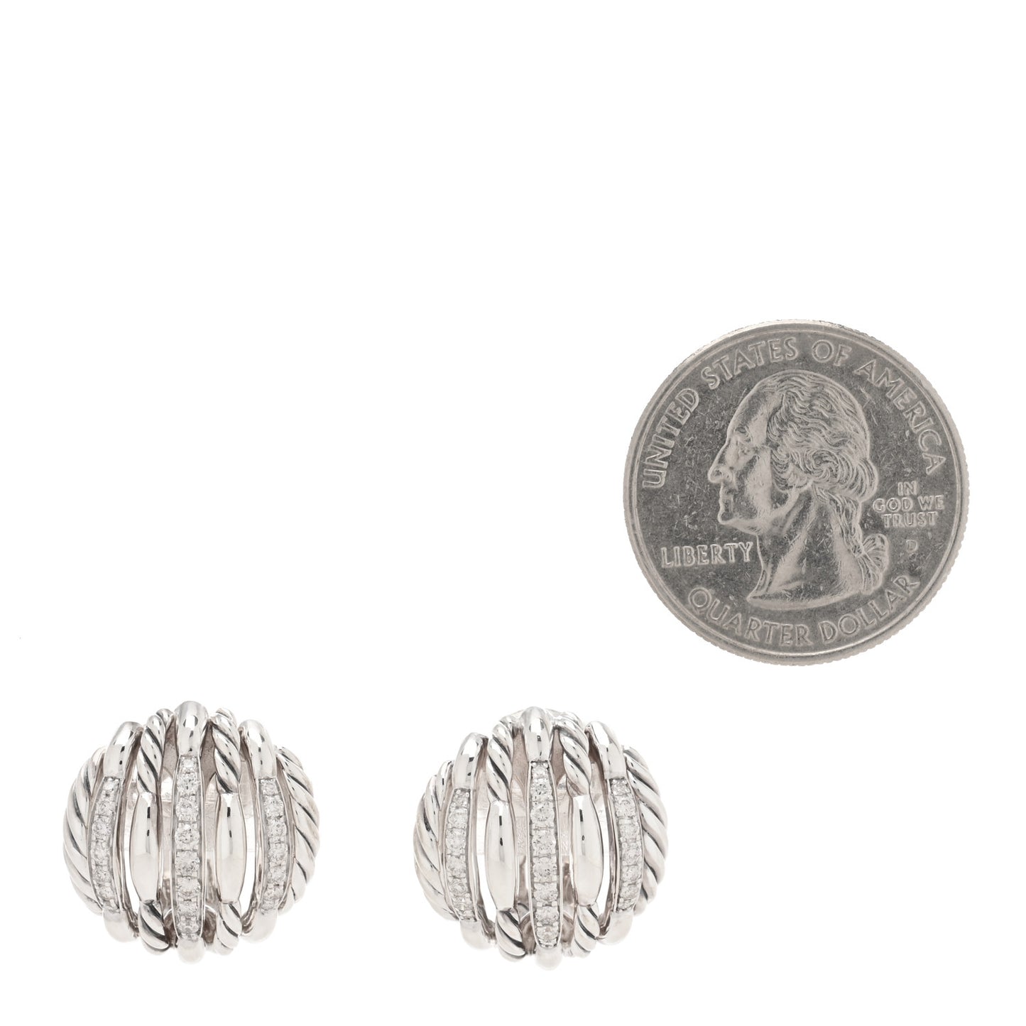 Sterling Silver Diamond Tides Stud Earrings