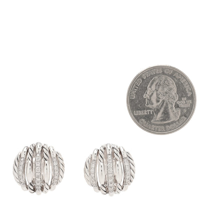 David Yurman Sterling Silver Diamond Tides Stud Earrings 2 of 4