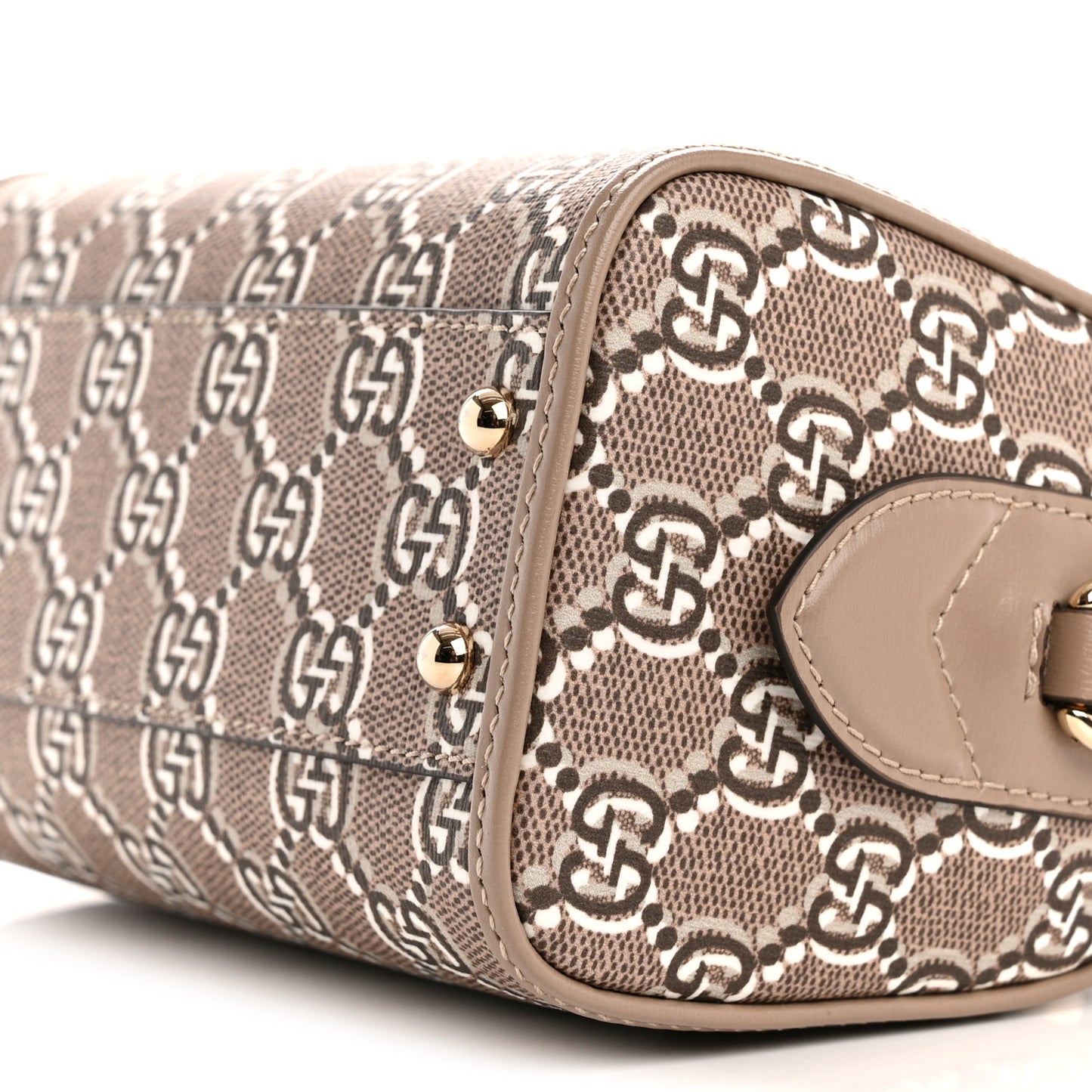 GG Shadow Monogram Super Mini Ophidia Top Handle Bowler Bag Taupe