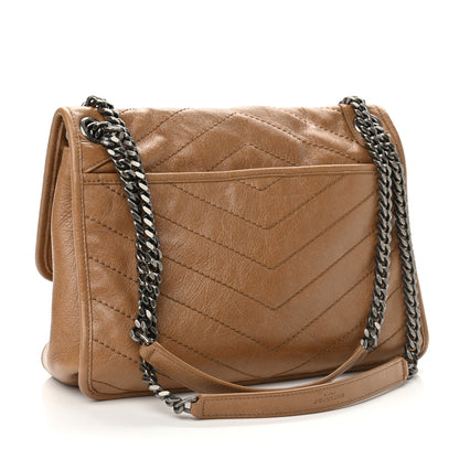 Saint Laurent Crinkled Calfskin Matelasse Monogram Medium Niki Chain Satchel Natural Tan 3 of 10
