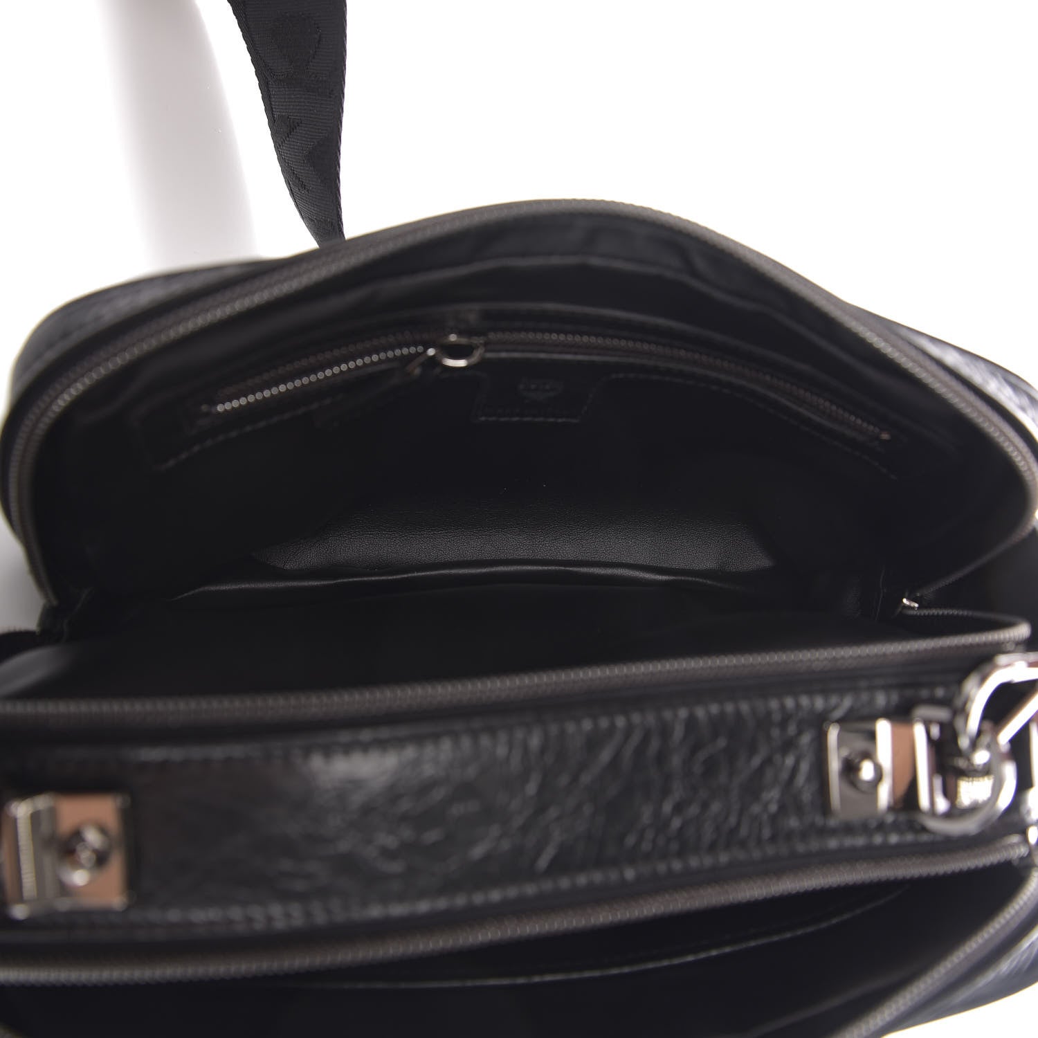 MCM Crushed Calfskin Logo Crossbody Bag Black 7 of 18