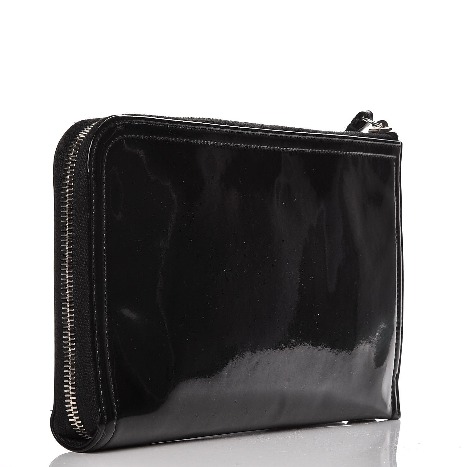 Chanel Vinyl Patent Lipstick Wristlet Wallet Black 9 of 13