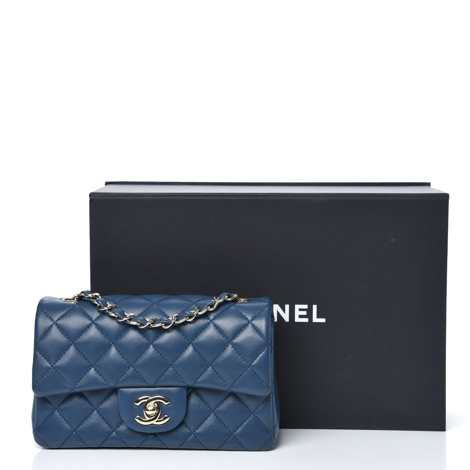 Chanel Lambskin Quilted Mini Rectangular Flap Blue 11 of 13