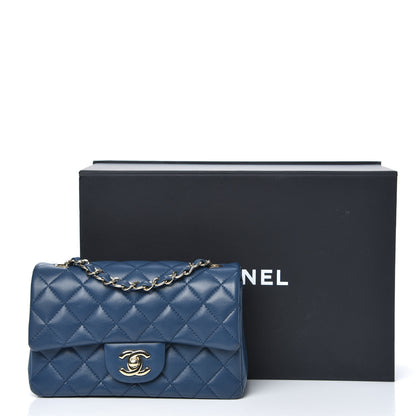 Chanel Lambskin Quilted Mini Rectangular Flap Blue 11 of 13
