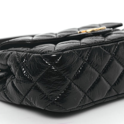 Chanel Shiny Crumpled Calfskin Quilted Small Wavy CC Hobo Black 8 of 11
