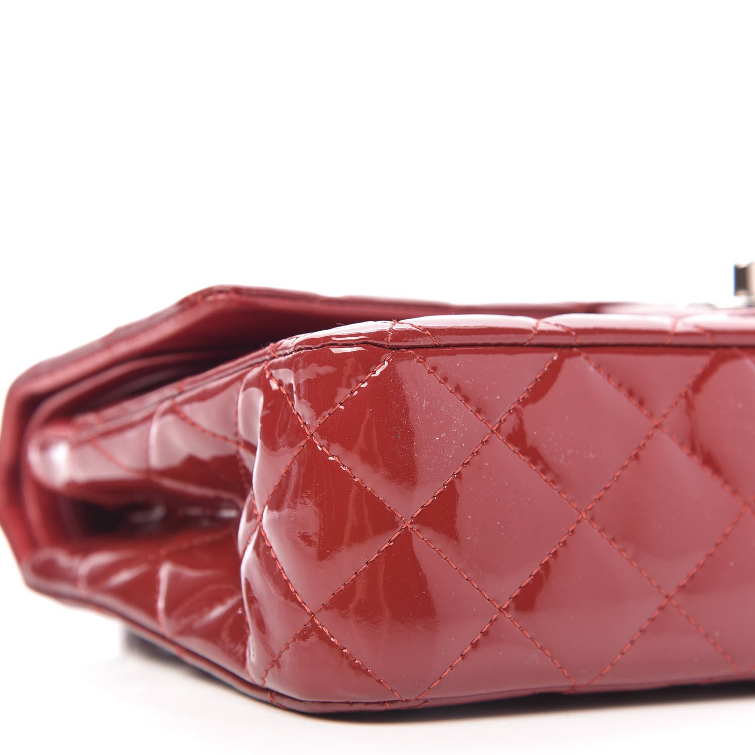 Chanel Patent Calfskin Quilted Medium Double Flap Dark Red 6 of 10
