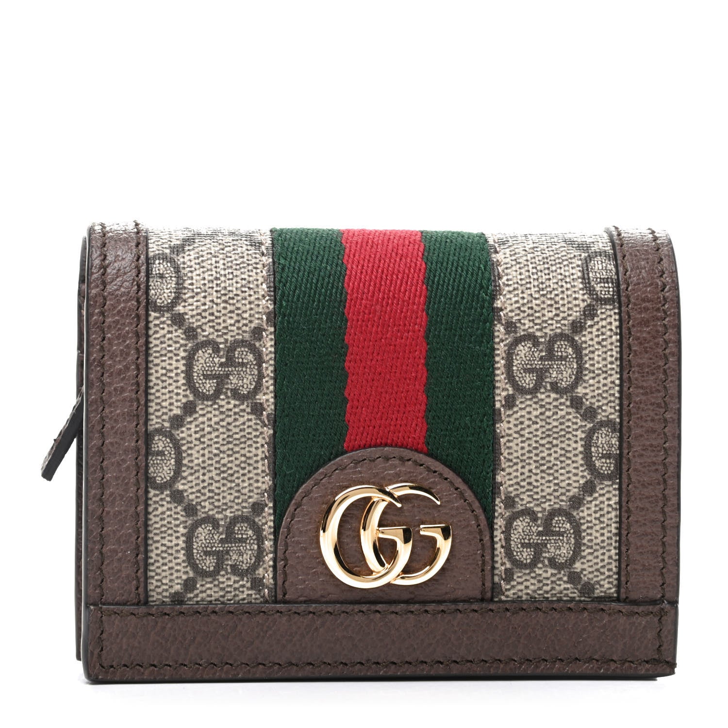 Gucci GG Supreme Monogram Web Ophidia Card Case Beige New Acero 1 of 8