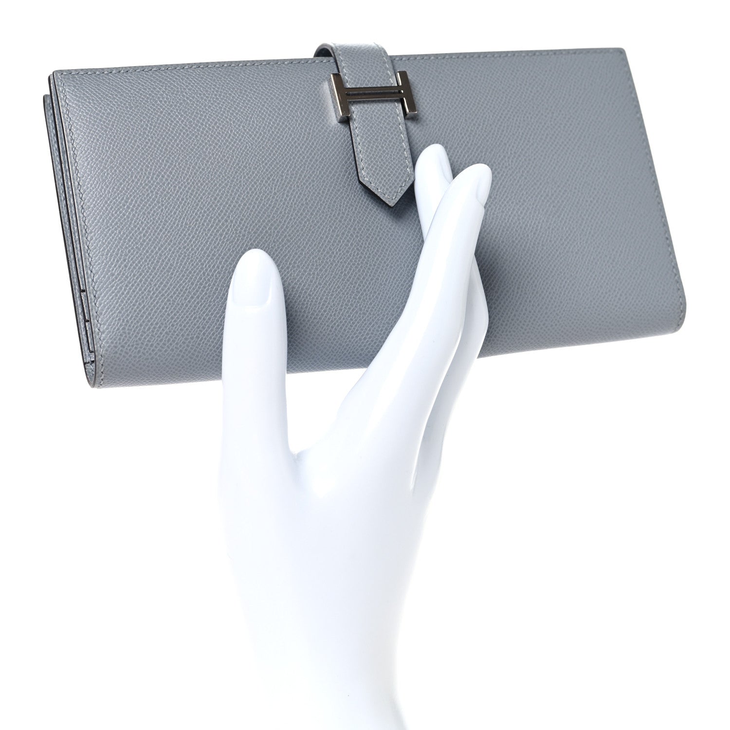 Hermes Epsom Bearn Gusset Wallet Gris Pantin 2 of 8