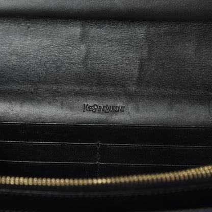 Saint Laurent Textured Patent Belle de Jour Chain Clutch Black 6 of 16