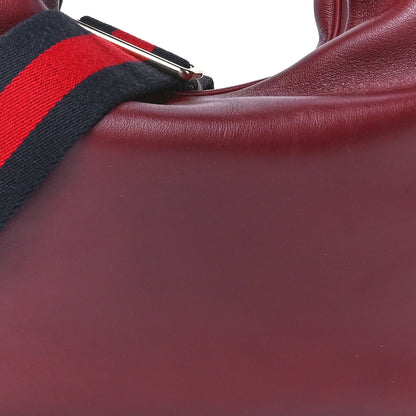 Gucci Aria Calfskin Web Large Attache Shoulder Bag Dark Red 9 of 11