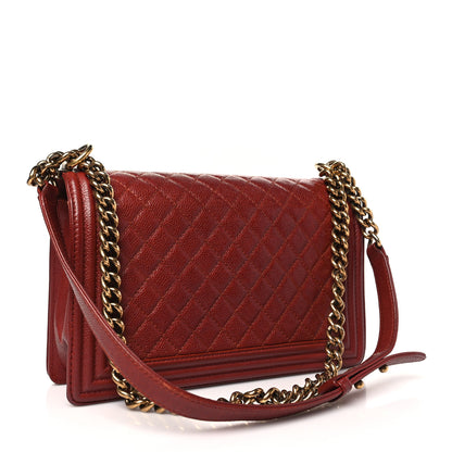 Chanel Caviar Quilted New Medium Boy Flap Dark Red 2 of 10