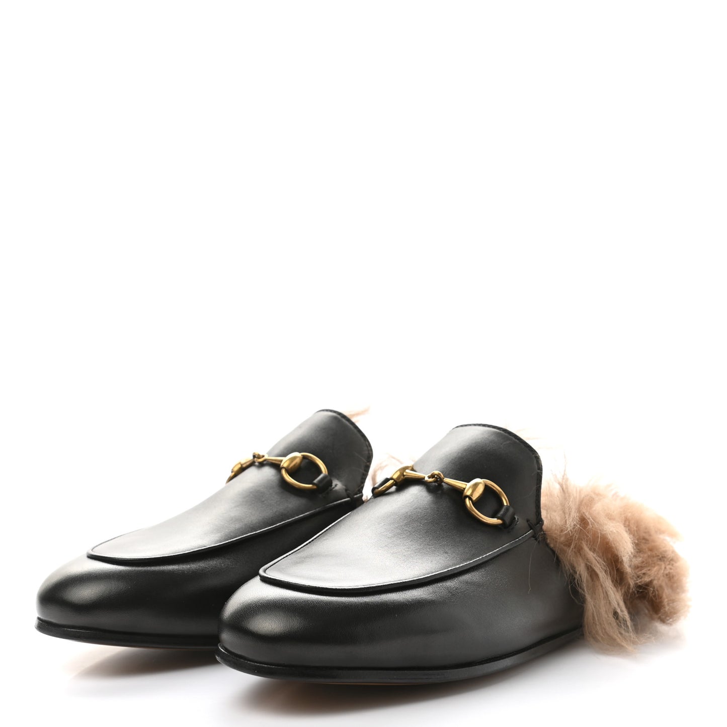 Calfskin Fur Womens Princetown Slippers 37.5 Black