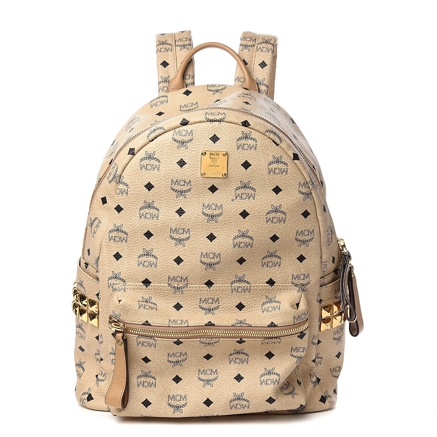 MCM Visetos Medium Side Stud Stark Backpack Beige 1 of 9