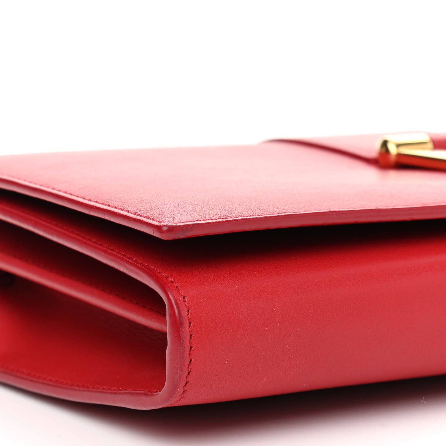 Saint Laurent Calfskin Classic Y Ligne Chain Wallet Vermillion 9 of 13