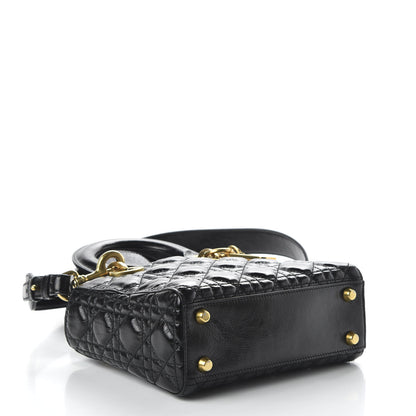 Christian Dior Crinkled Patent Cannage Small Lucky Badges My Lady Dior Black 4 of 9