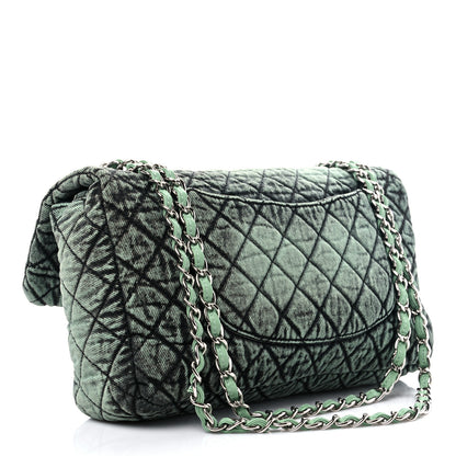 Chanel Denim Quilted Denimpression Flap Green Black 3 of 11