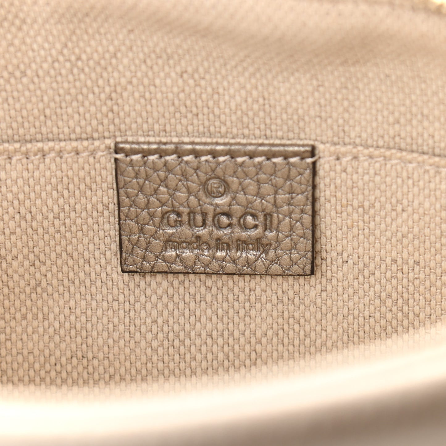 Metallic Pebbled Calfskin Small Soho Disco Bag Golden Beige
