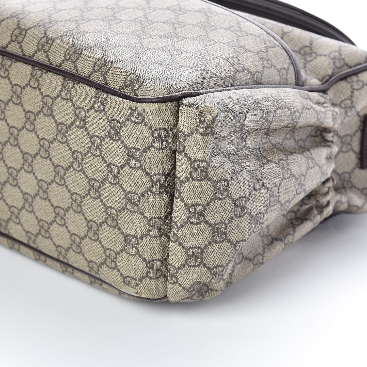 GG Supreme Monogram Selleria Calfskin Large Diaper Bag Beige Ebony Cocoa Dark Chocolate