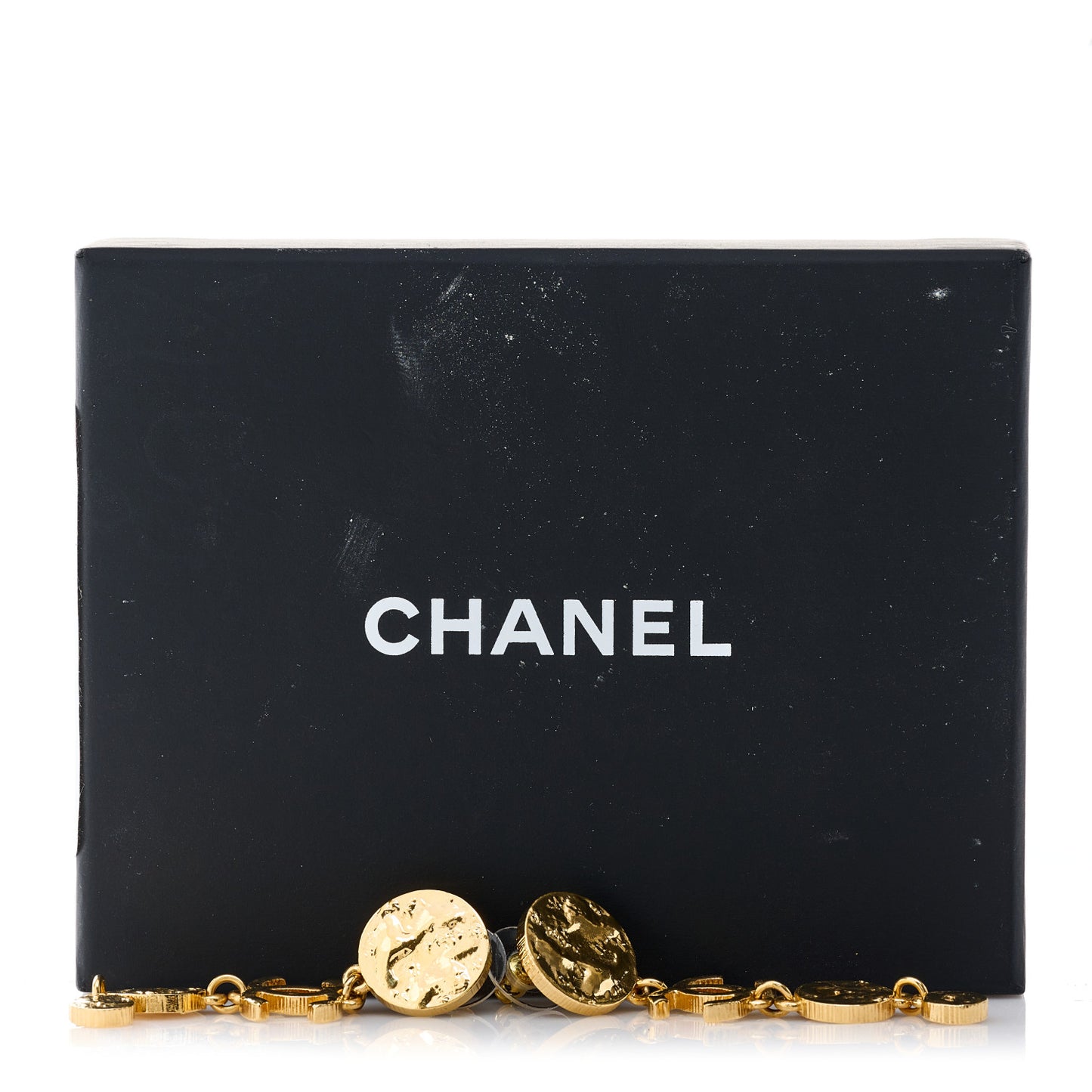 Hammered Medallion CC Dangle Earrings Gold