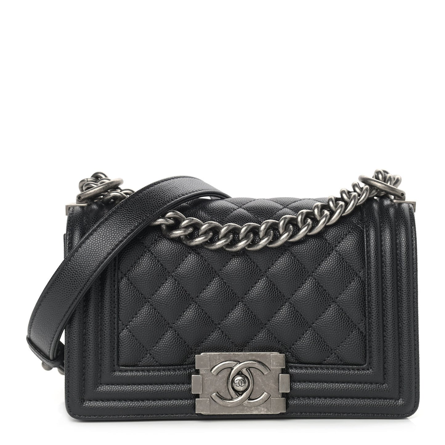 Caviar Quilted Small Boy Flap Black