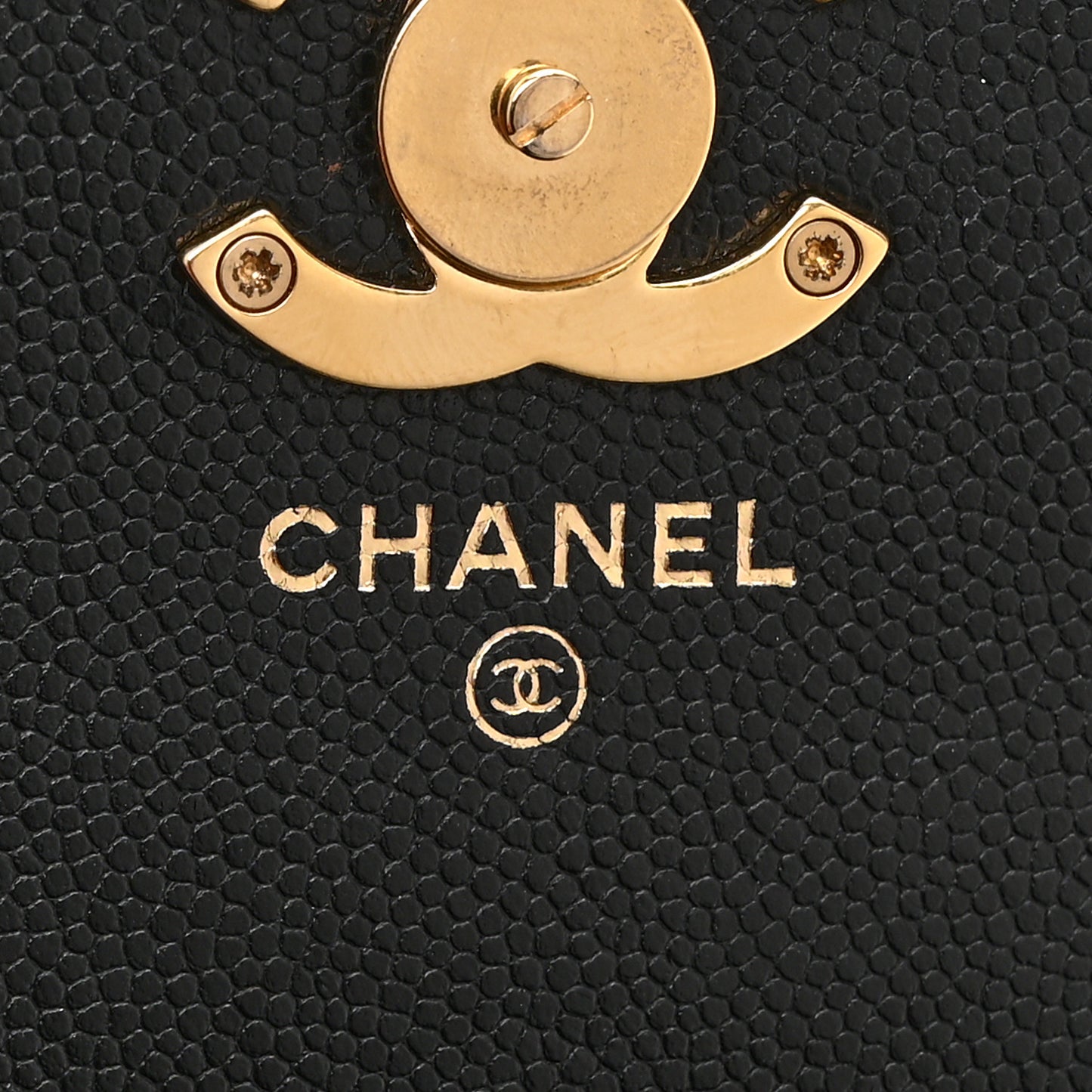 Caviar Quilted Coco First Clutch With Chain Black