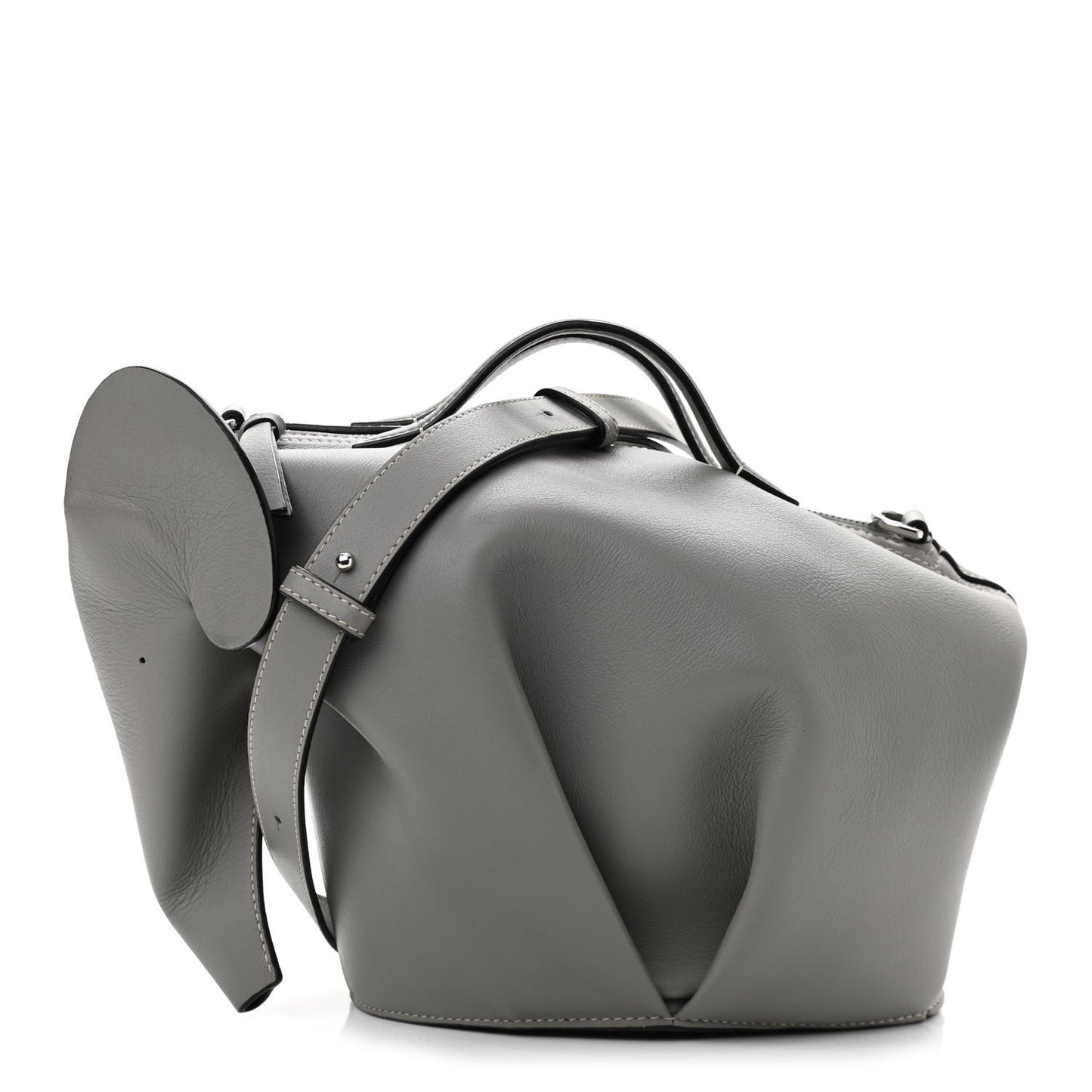 Calfskin Large Elephant Crossbody Bag Grey